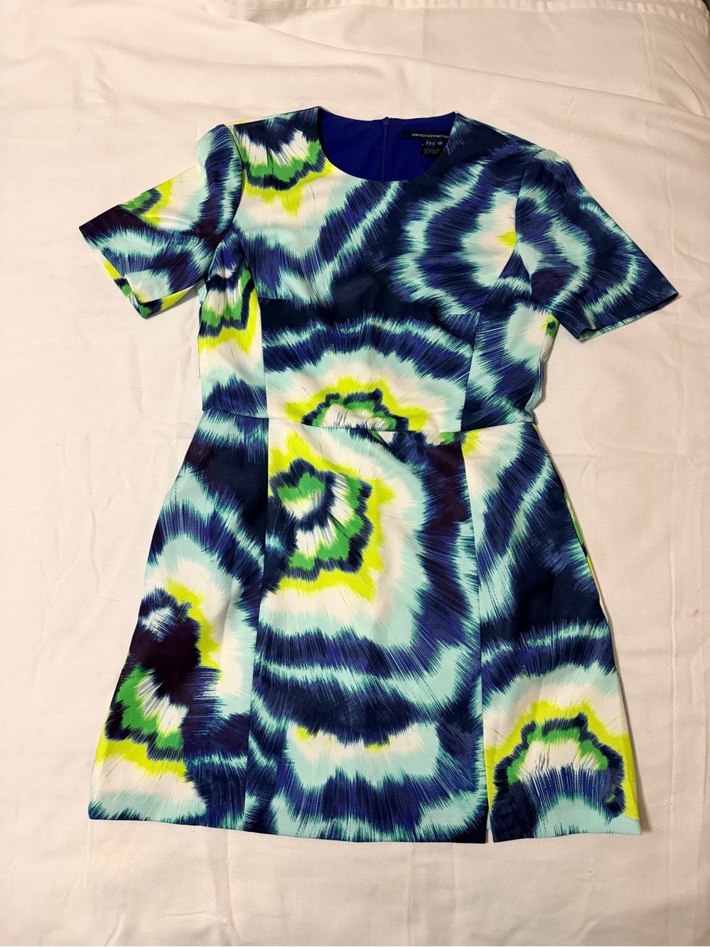 French Connection Annisa Whisper Blue & Green Dress NWT Size 8